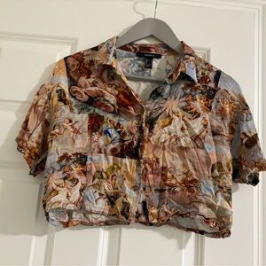 Artistic Print Button-Up Shirt